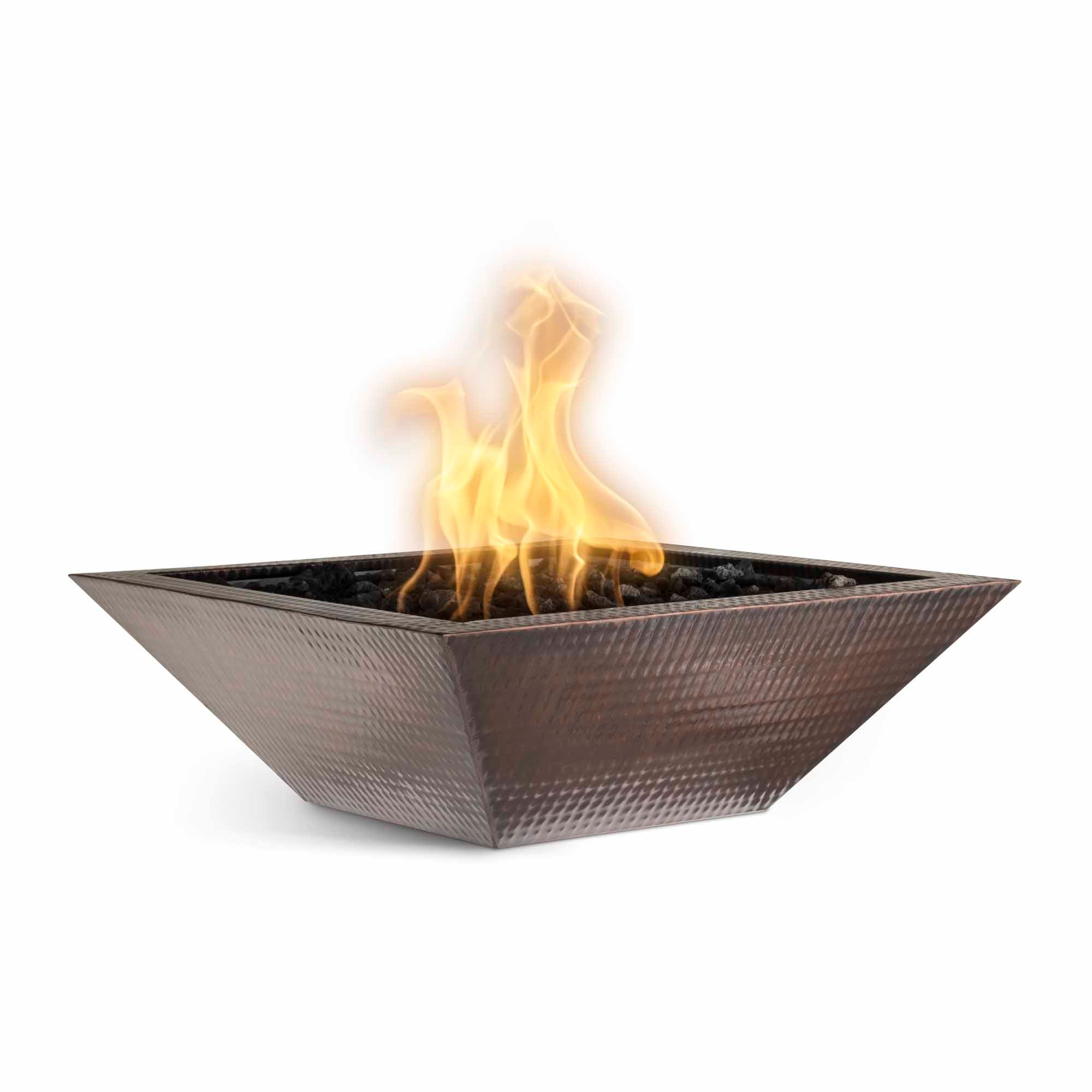 The Outdoor Plus Hammered Copper Square Maya Fire Bowl