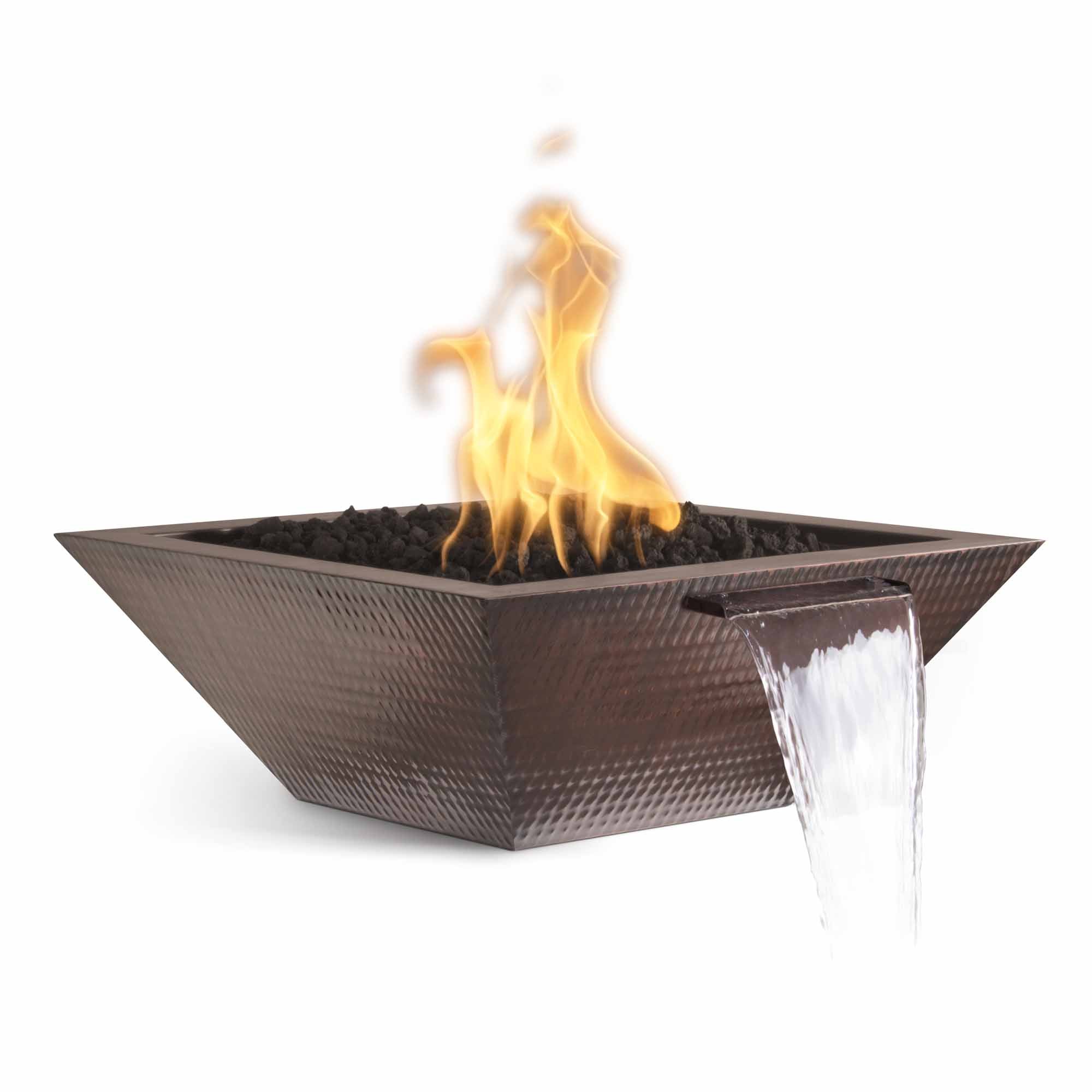 The Outdoor Plus Hammered Copper Square Maya Fire and Water Bowl