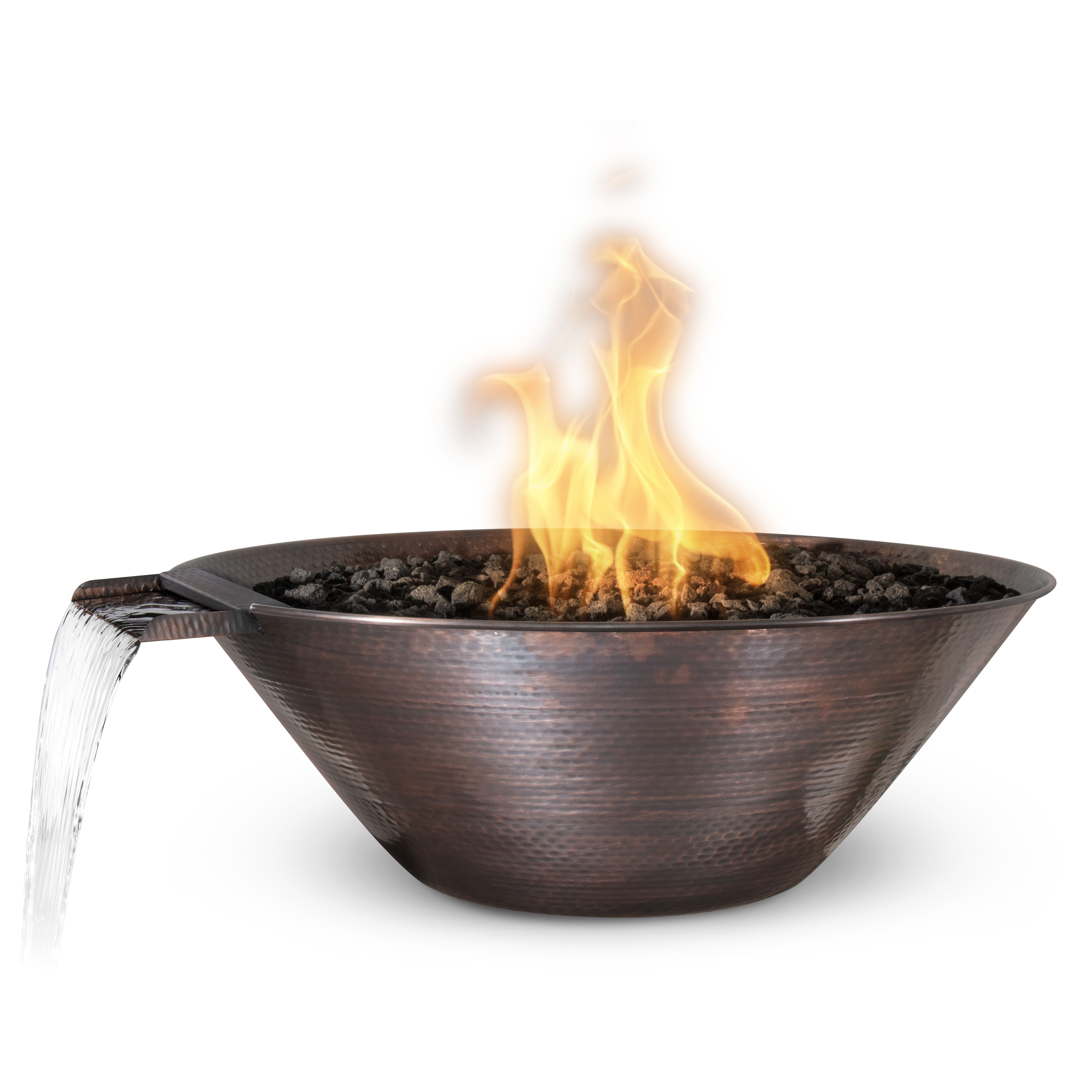 The Outdoor Plus Hammered Copper Round Remi Fire and Water Bowl