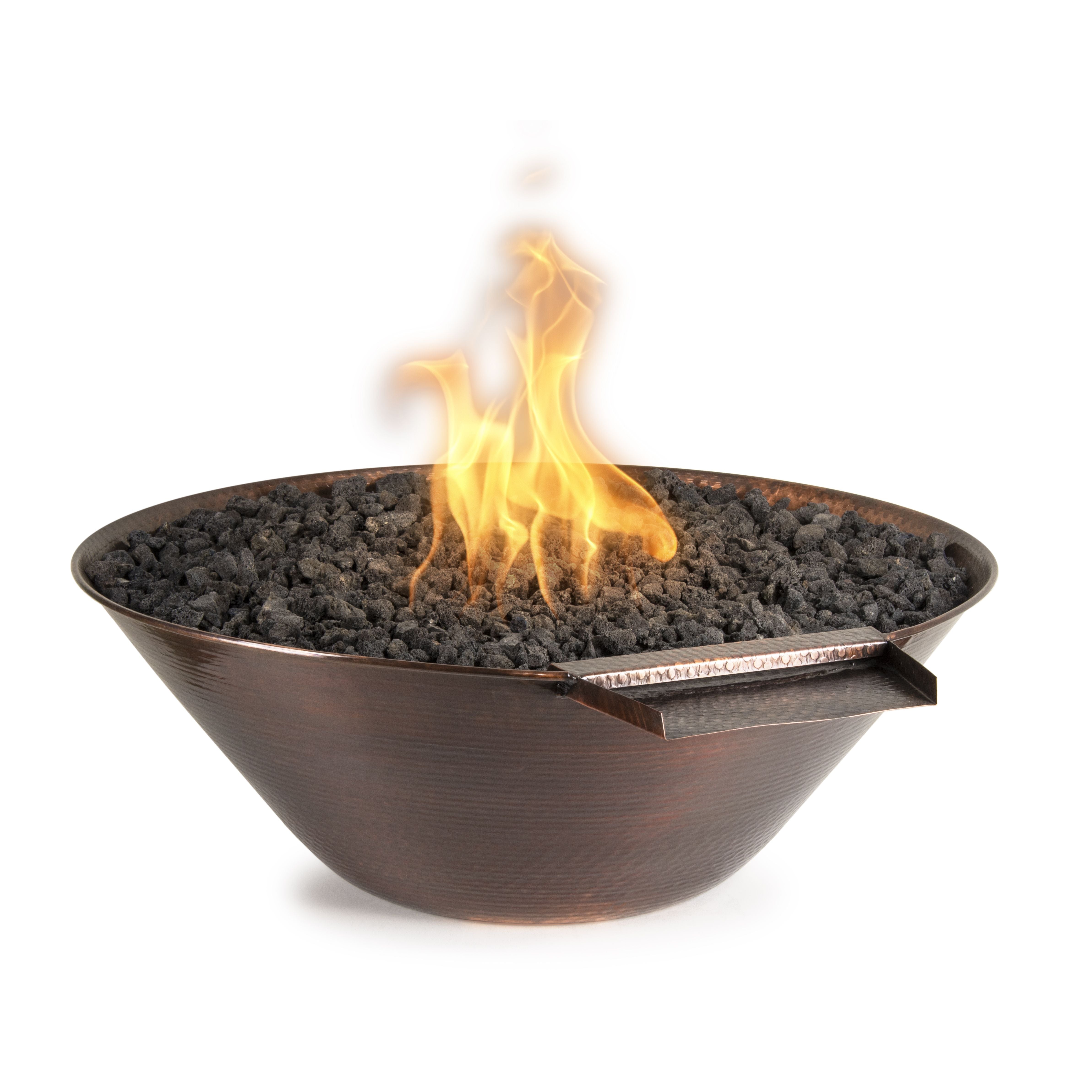The Outdoor Plus Hammered Copper Round Remi Fire and Water Bowl