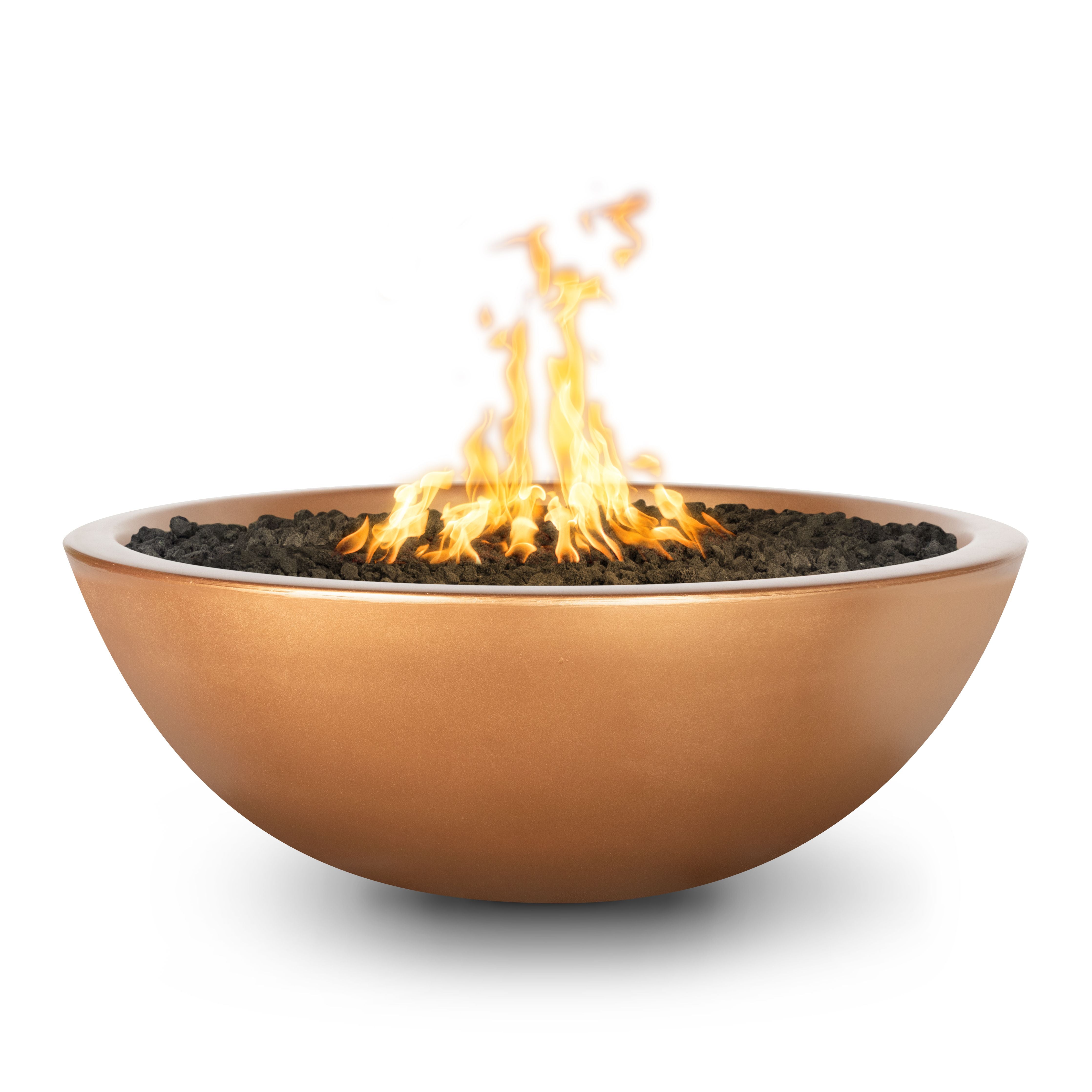 The Outdoor Plus Round Sedona Metallic Concrete Fire Pit Narrow Edge