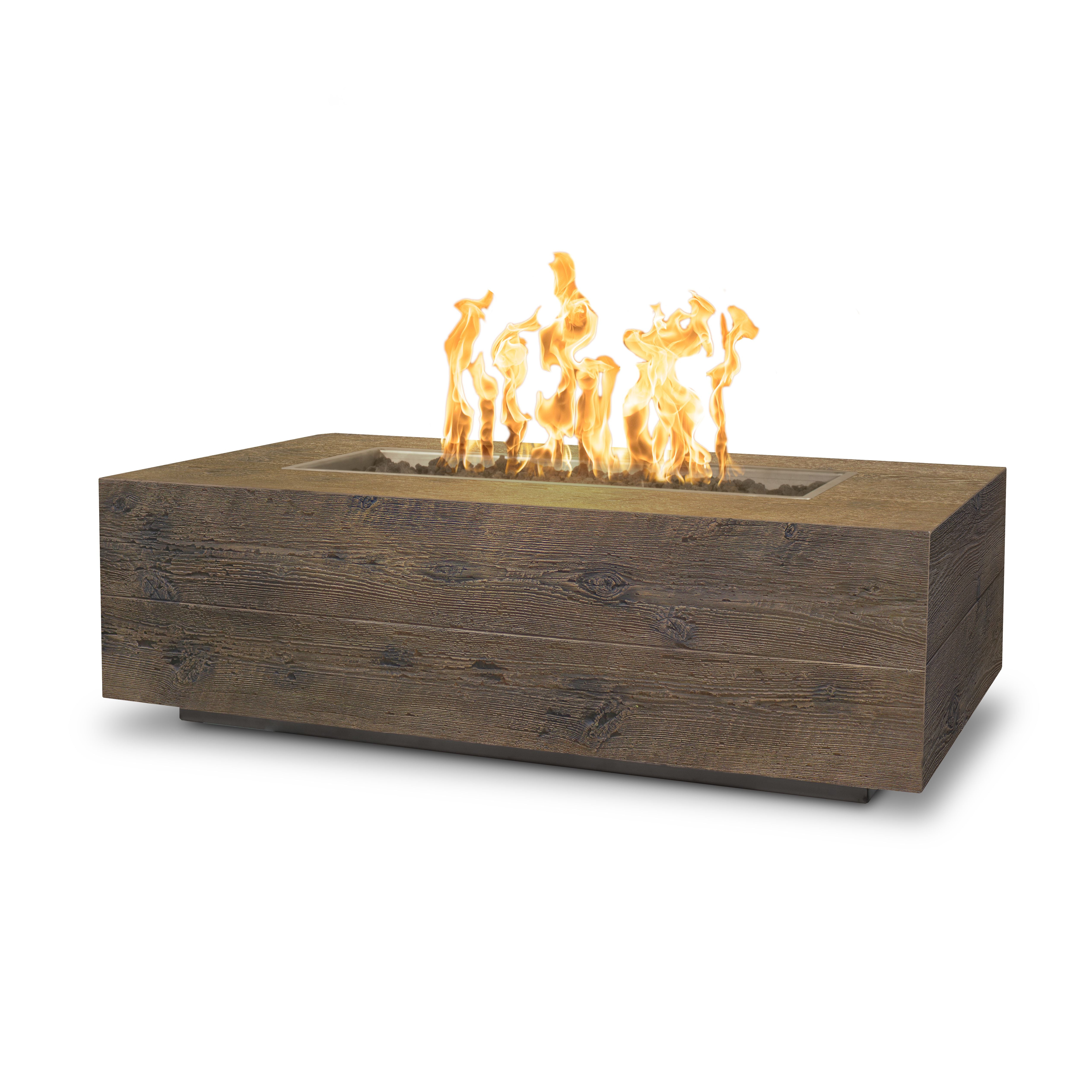 The Outdoor Plus Rectangle Coronado Concrete Wood Grain Fire Pit